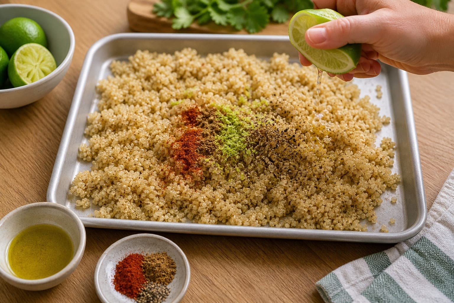 Crunchy Black Bean Quinoa Salad Boxes with Lime cooking step 3: Cool and season.