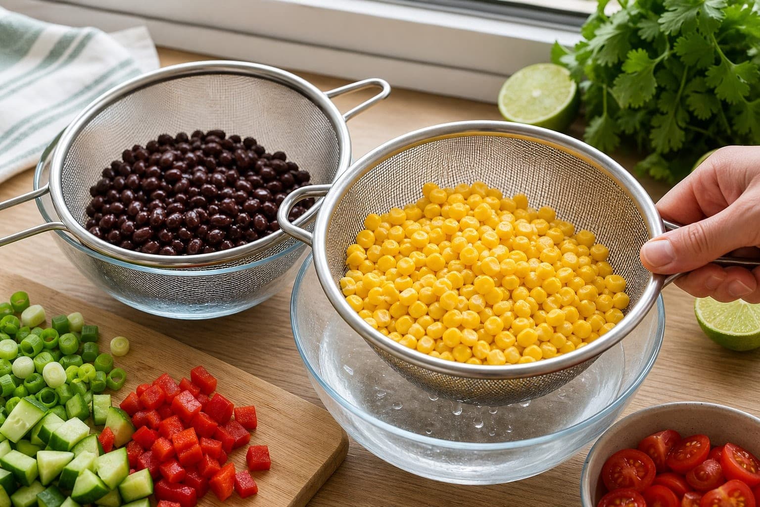Crunchy Black Bean Quinoa Salad Boxes with Lime cooking step 4: Warm the sweetcorn.