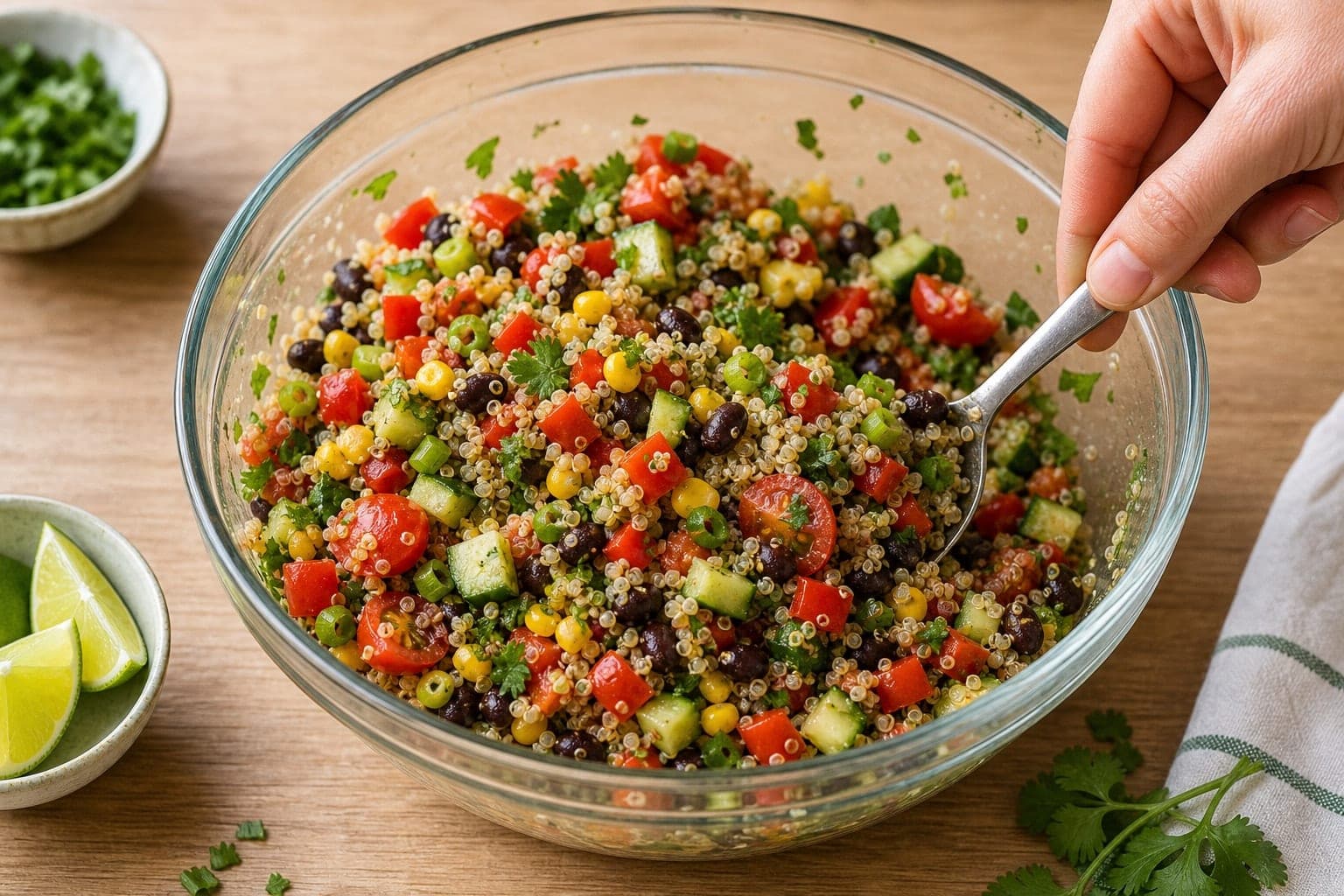 Crunchy Black Bean Quinoa Salad Boxes with Lime cooking step 5: Toss the boxes.