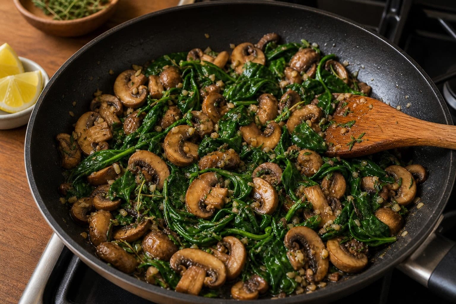 Mushroom Butter Bean Mash Bowls cooking step 5: Finish the mushrooms.