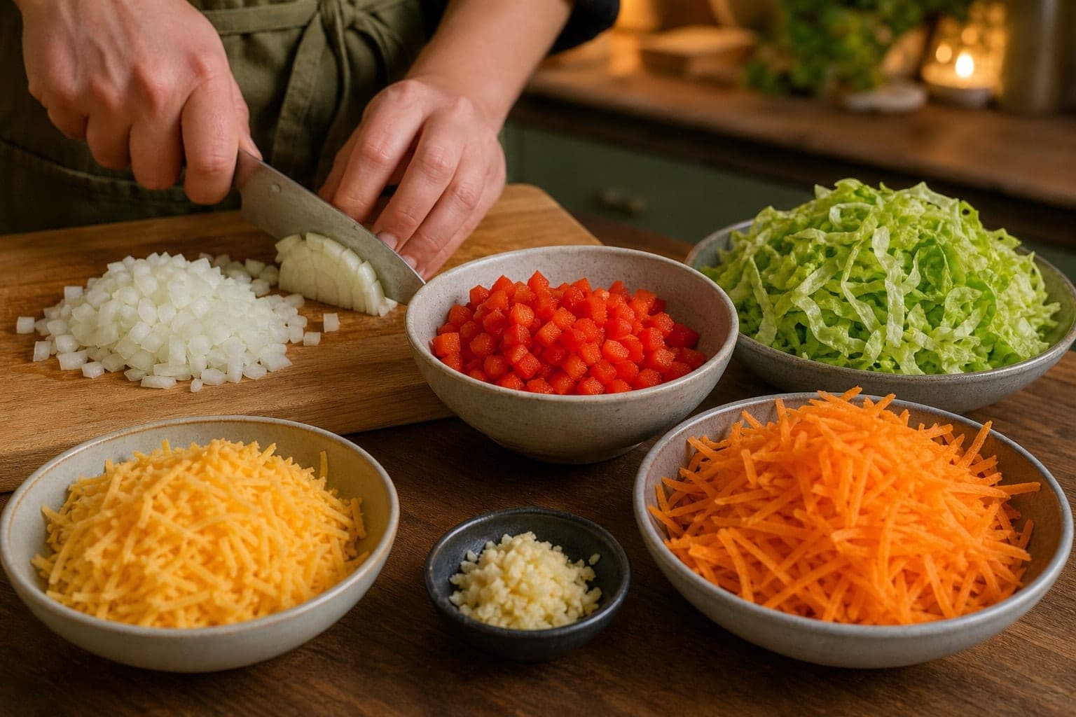 Smoky Beef Tomato Jackets with Lettuce Crunch cooking step 2: Prepare the vegetables.
