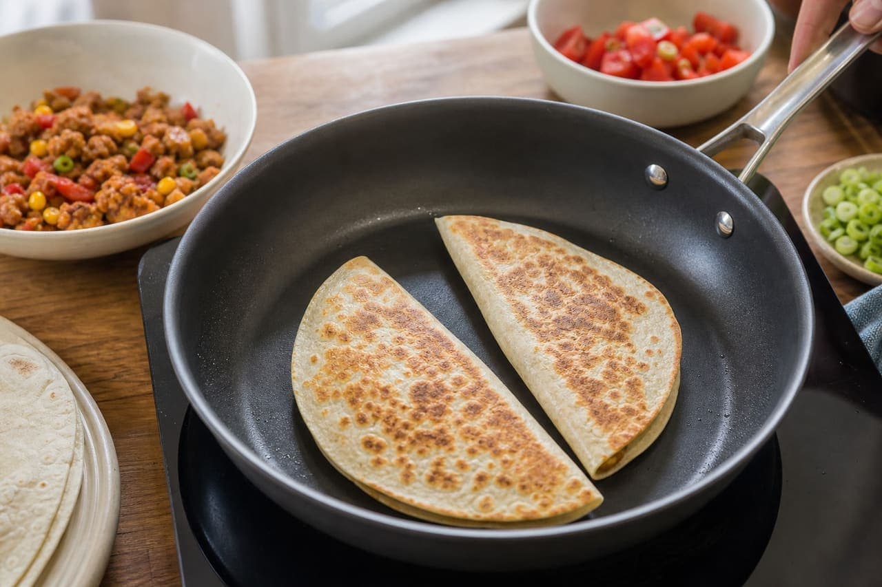 Smoky Turkey Sweetcorn Quesadilla Wedges with Tomato Salsa cooking step 5: Toast the quesadillas.