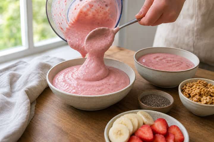 Strawberry Banana Smoothie Bowls cooking step 3: Build the flavour.