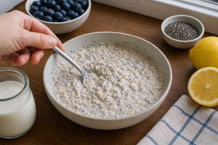 Blueberry Lemon Overnight Oats cooking step 2: Start cooking.