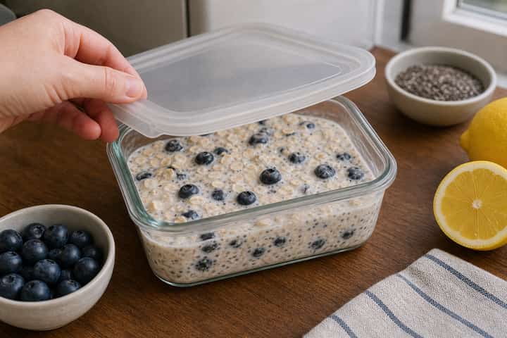 Blueberry Lemon Overnight Oats cooking step 3: Build the flavour.
