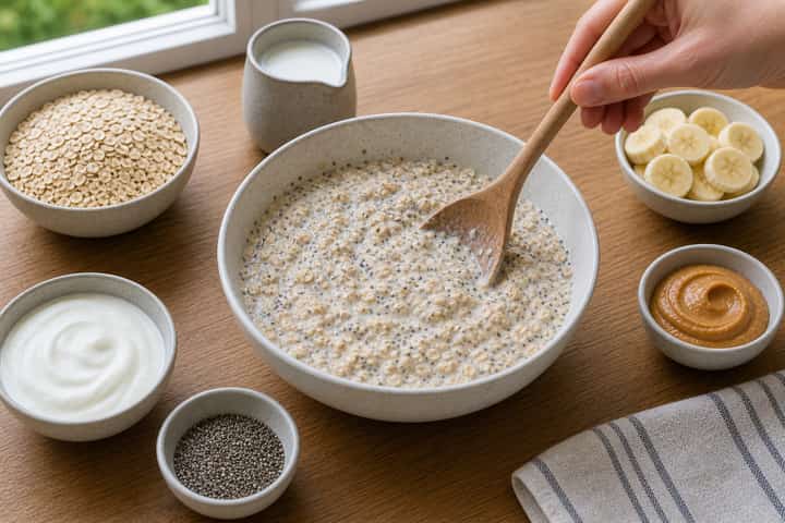 Banana Peanut Overnight Oats cooking step 2: Start cooking.