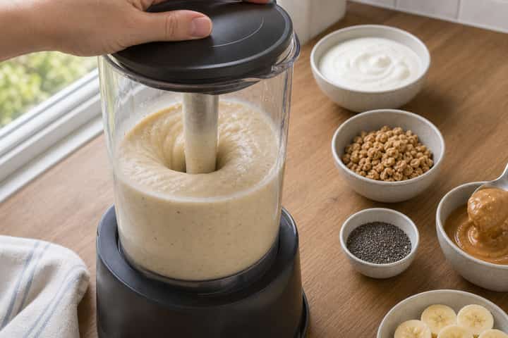 Banana Peanut Smoothie Bowls cooking step 2: Start cooking.
