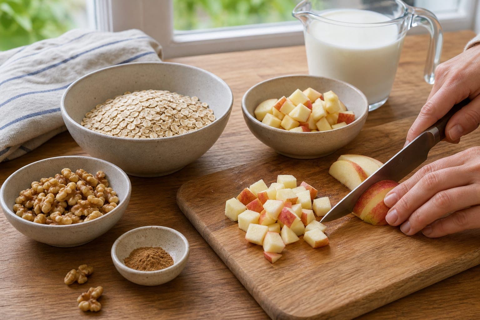 Apple Ginger Walnut Porridge cooking step 1: Prepare the fruit.