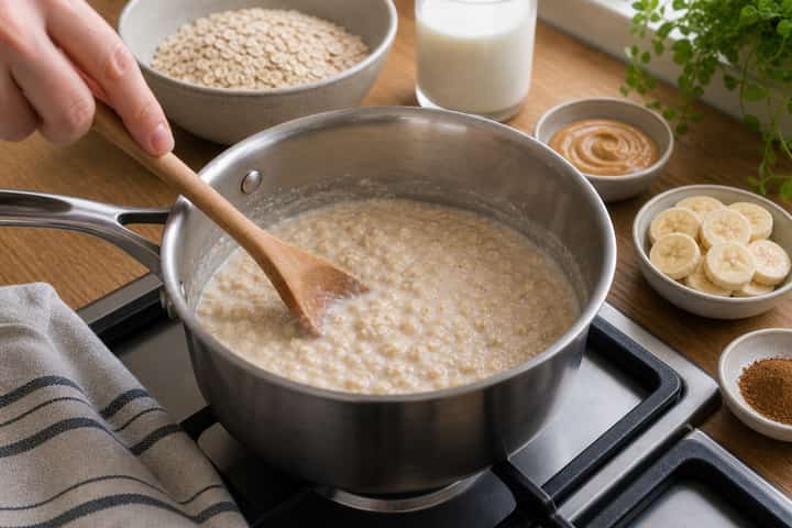 Peanut Banana Porridge cooking step 3: Build the flavour.