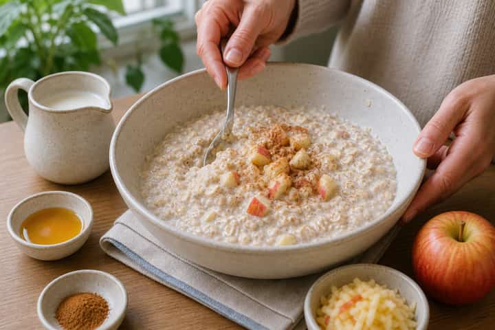 Apple Cinnamon Bircher cooking step 4: Bring it together.