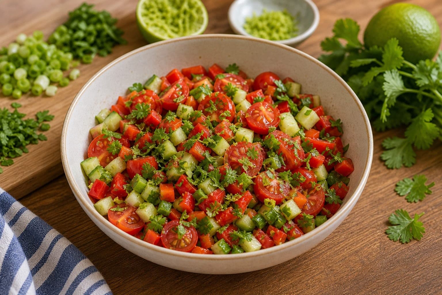 Cajun Salmon Sweetcorn Rice with Tomato Salsa cooking step 1: Prepare the salsa.