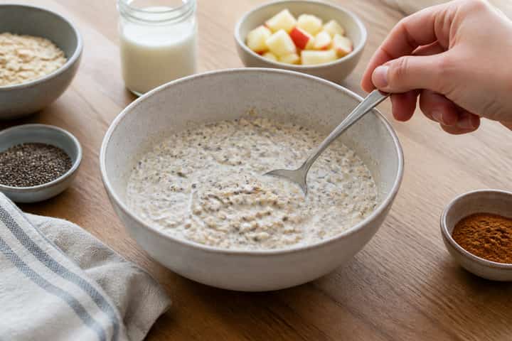 Apple Cinnamon Overnight Oats cooking step 2: Start cooking.
