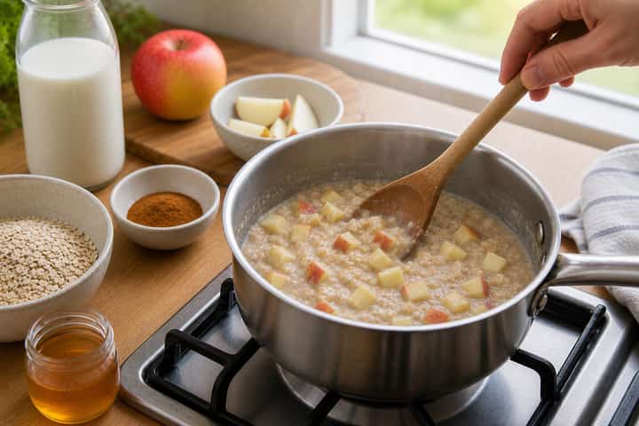 Apple Cinnamon Porridge cooking step 4: Bring it together.