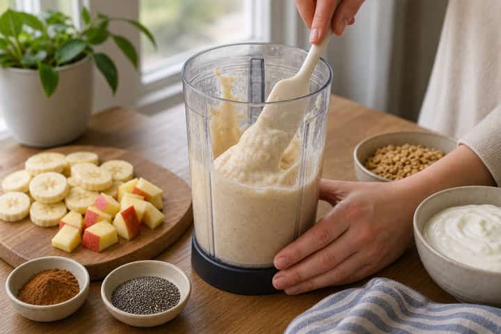 Apple Cinnamon Smoothie Bowls cooking step 2: Start cooking.