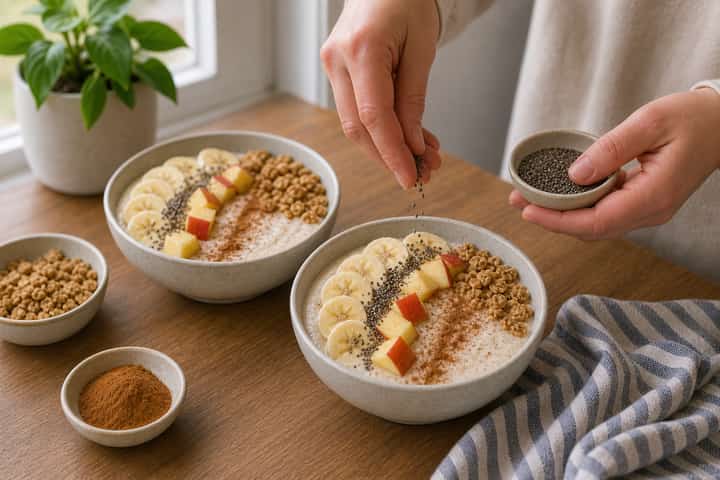 Apple Cinnamon Smoothie Bowls cooking step 4: Bring it together.