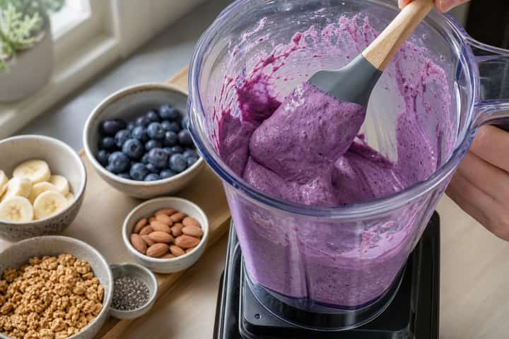 Blueberry Almond Smoothie Bowls cooking step 2: Start cooking.