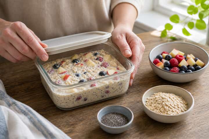Apple Berry Overnight Oats cooking step 3: Build the flavour.