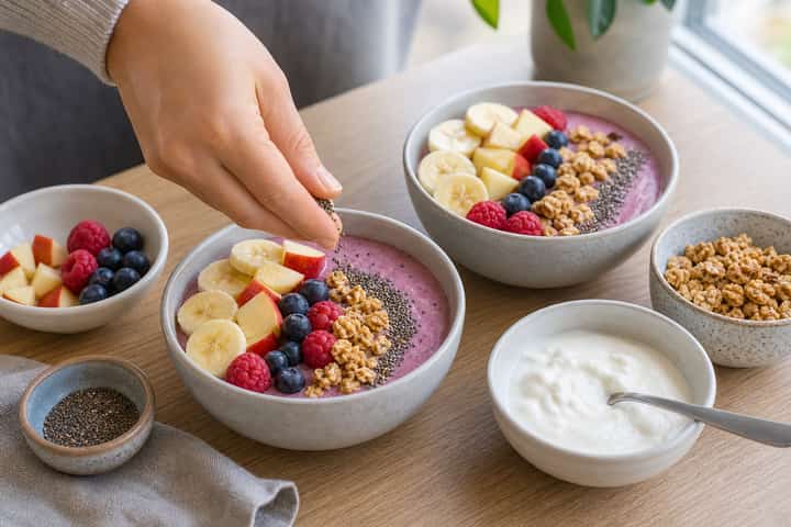 Apple Berry Smoothie Bowls cooking step 4: Bring it together.
