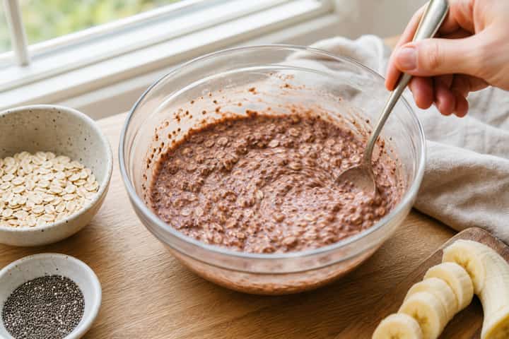 Banana Cacao Overnight Oats cooking step 2: Start cooking.