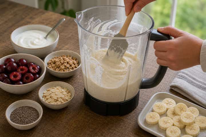 Cherry Almond Smoothie Bowls cooking step 2: Start cooking.
