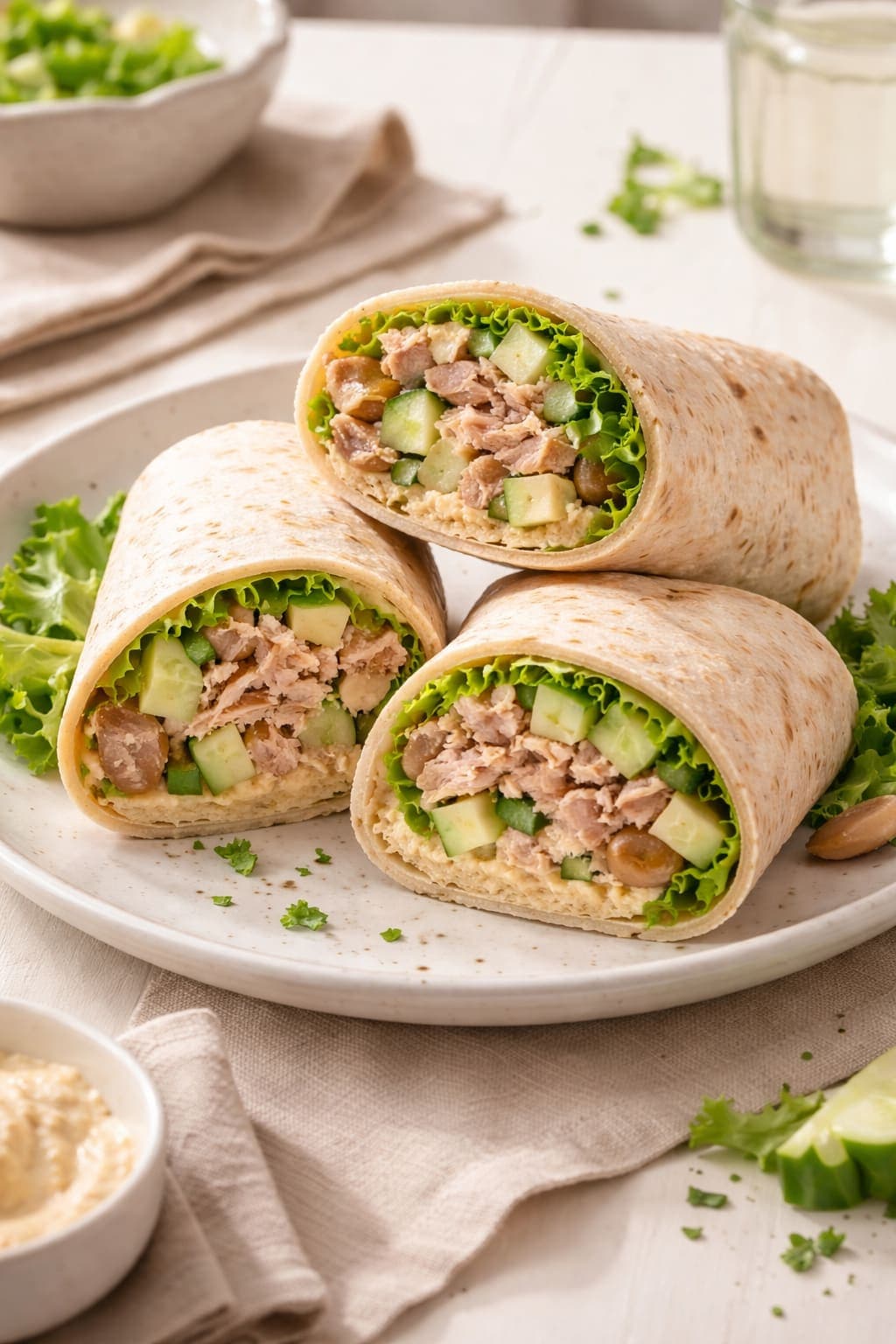 Tuna Bean Wraps plated and ready to serve.