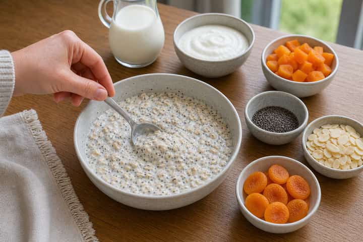 Apricot Almond Overnight Oats cooking step 2: Start cooking.