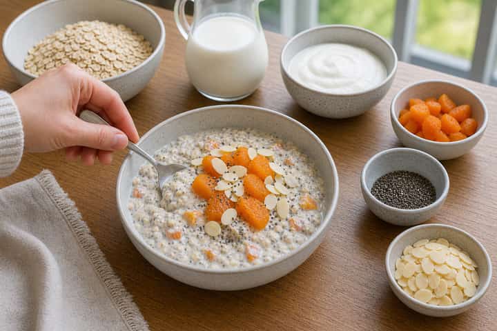 Apricot Almond Overnight Oats cooking step 4: Bring it together.