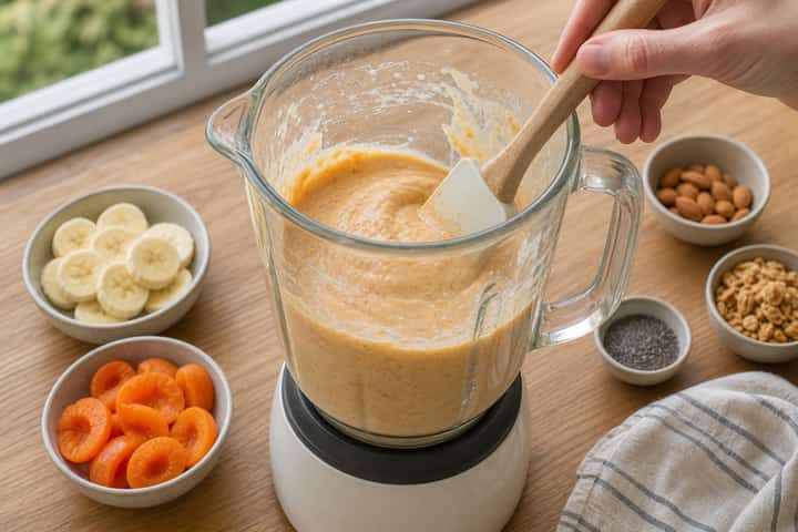 Apricot Almond Smoothie Bowls cooking step 2: Start cooking.