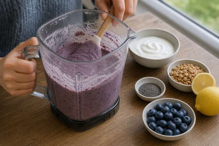 Blueberry Lemon Smoothie Bowls cooking step 2: Start cooking.