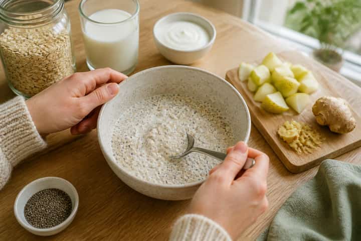 Pear Ginger Overnight Oats cooking step 2: Start cooking.