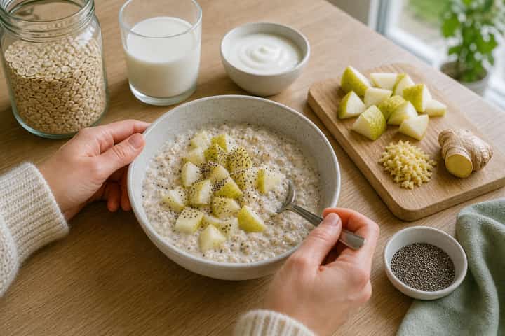 Pear Ginger Overnight Oats cooking step 4: Bring it together.
