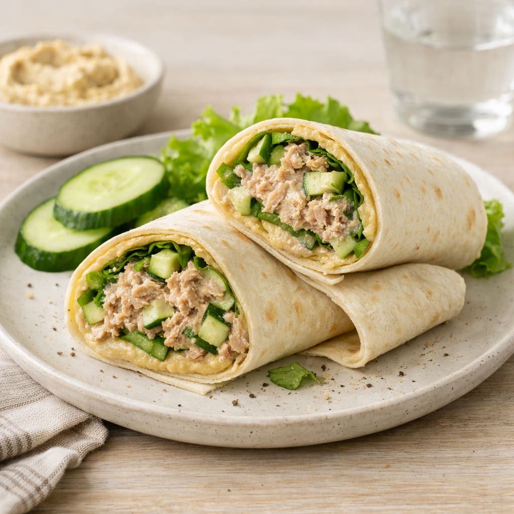 Tuna Mayo Wraps plated and ready to serve.