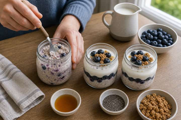 Blueberry Maple Overnight Oats cooking step 4: Bring it together.