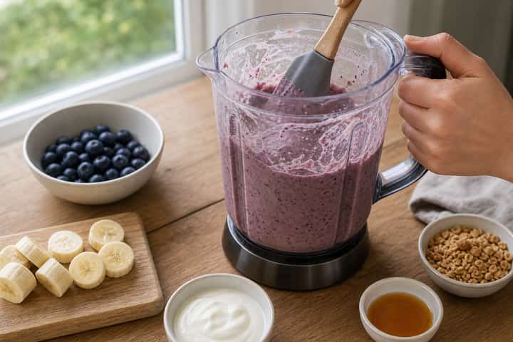 Blueberry Maple Smoothie Bowls cooking step 2: Start cooking.