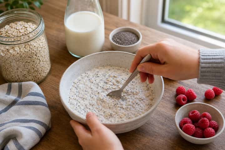 Raspberry Vanilla Overnight Oats cooking step 2: Start cooking.