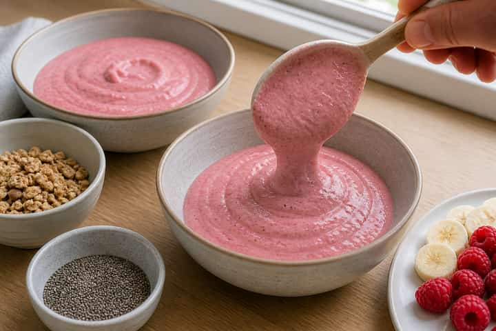 Raspberry Vanilla Smoothie Bowls cooking step 3: Build the flavour.