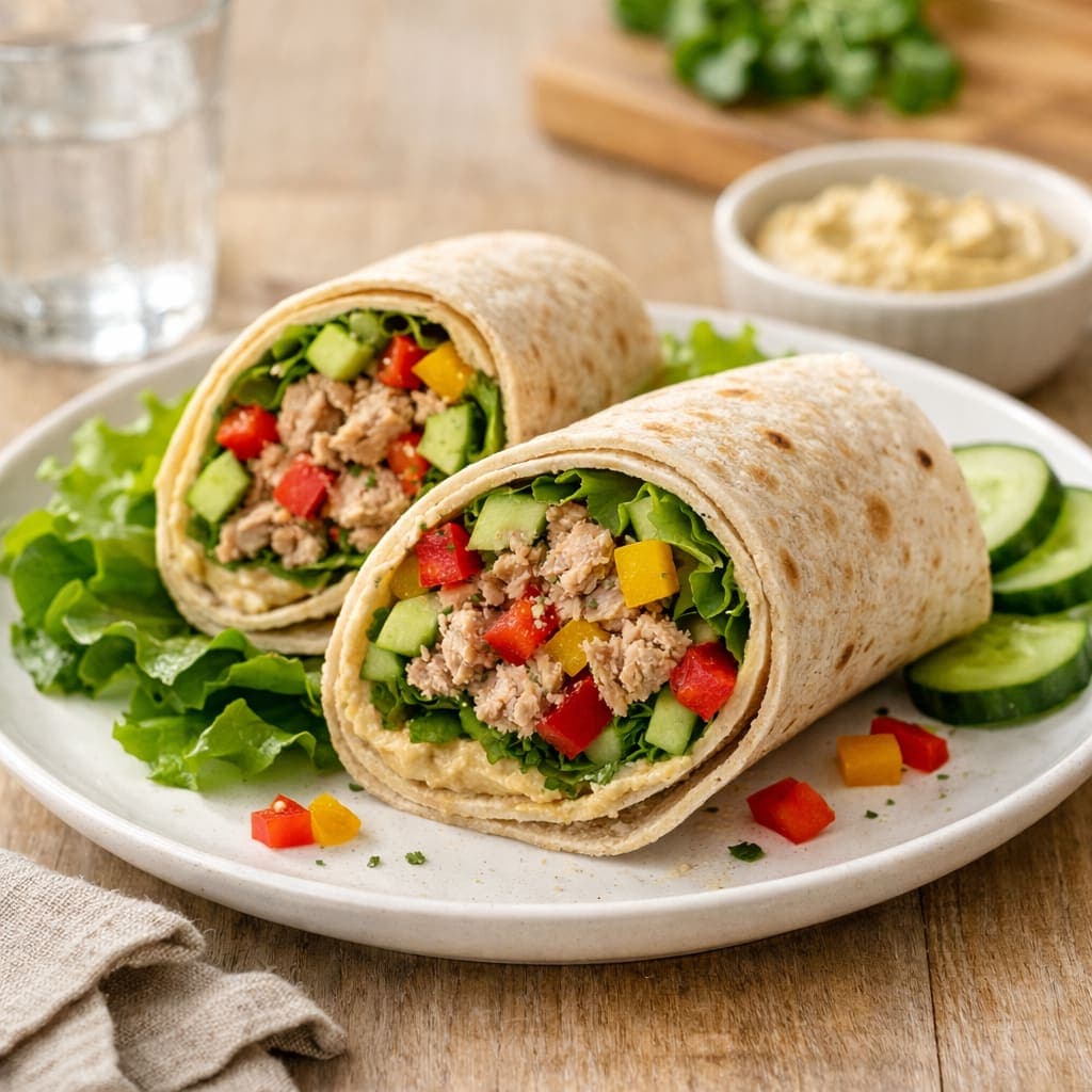 Tuna Pepper Wraps plated and ready to serve.