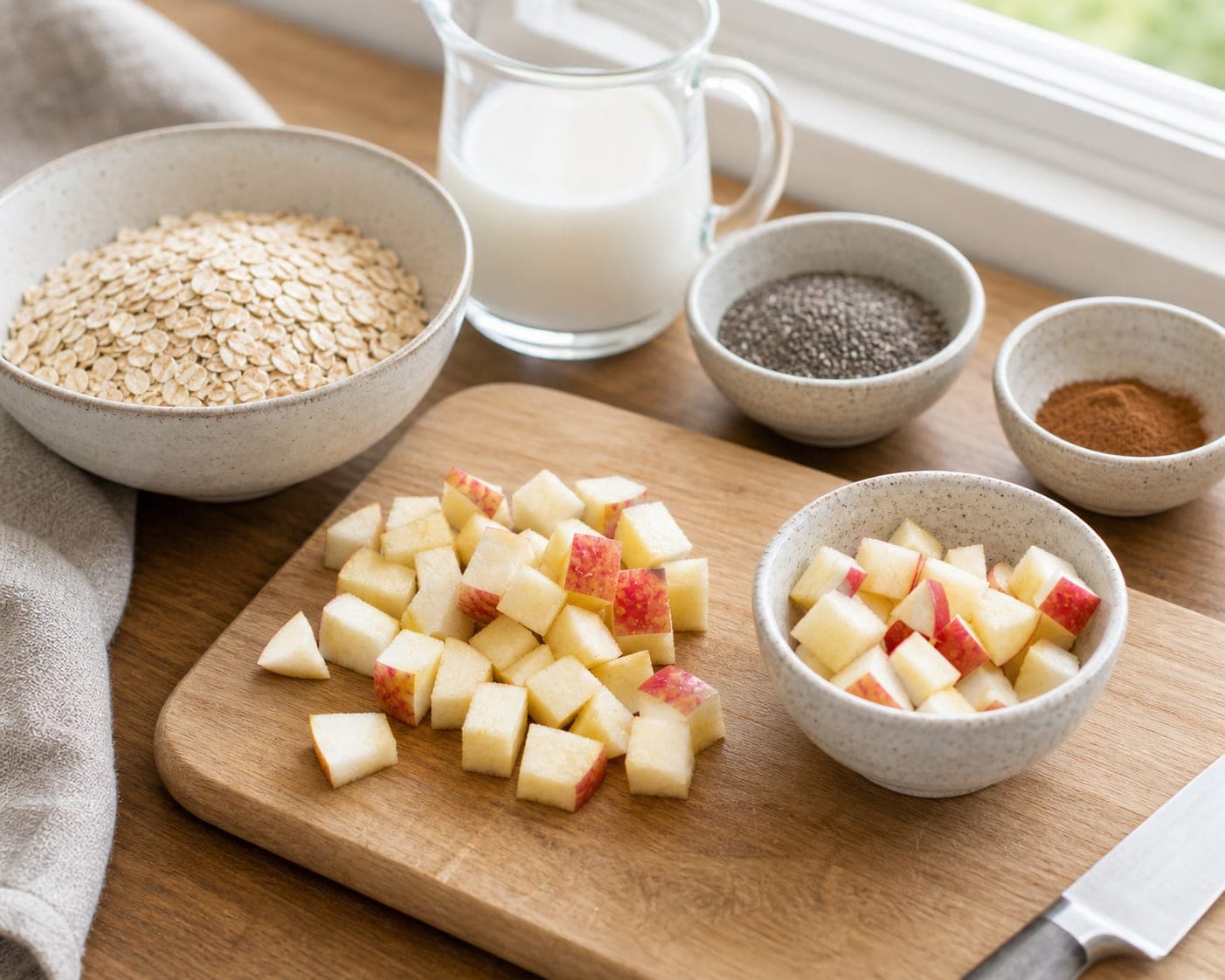 Apple Cinnamon Chia Porridge cooking step 1: Prepare the fruit.