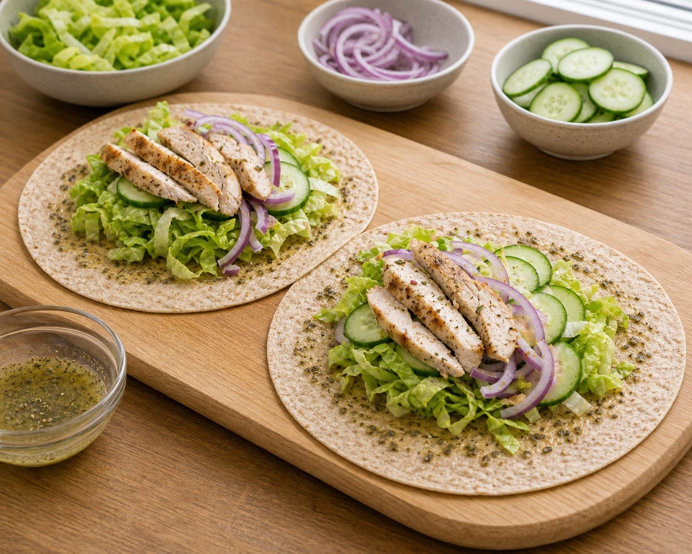 Chicken Cucumber Lemon Wraps cooking step 4: Fill the wraps.