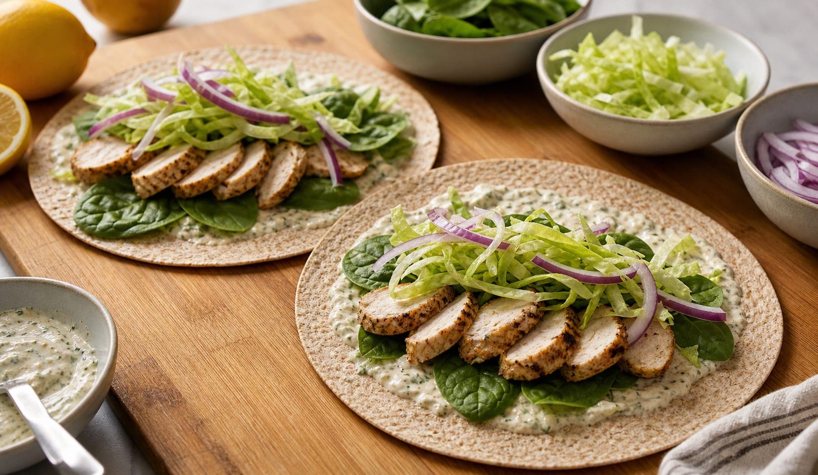 Chicken Spinach Lemon Wraps cooking step 4: Fill the wraps.