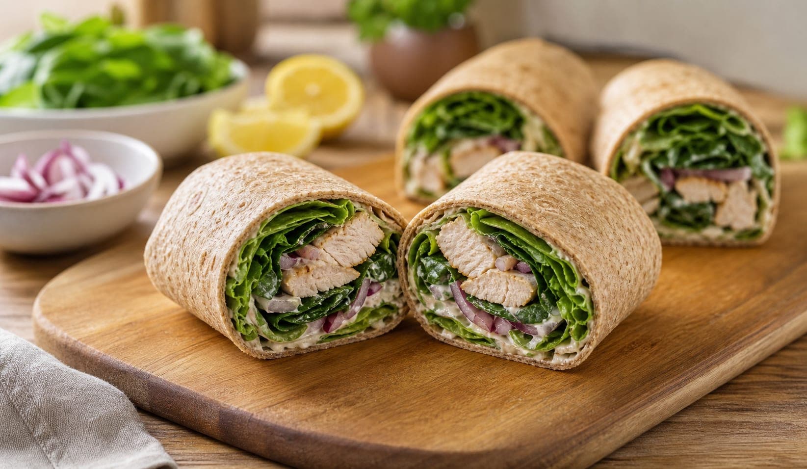 Chicken Spinach Lemon Wraps cooking step 5: Roll and pack.