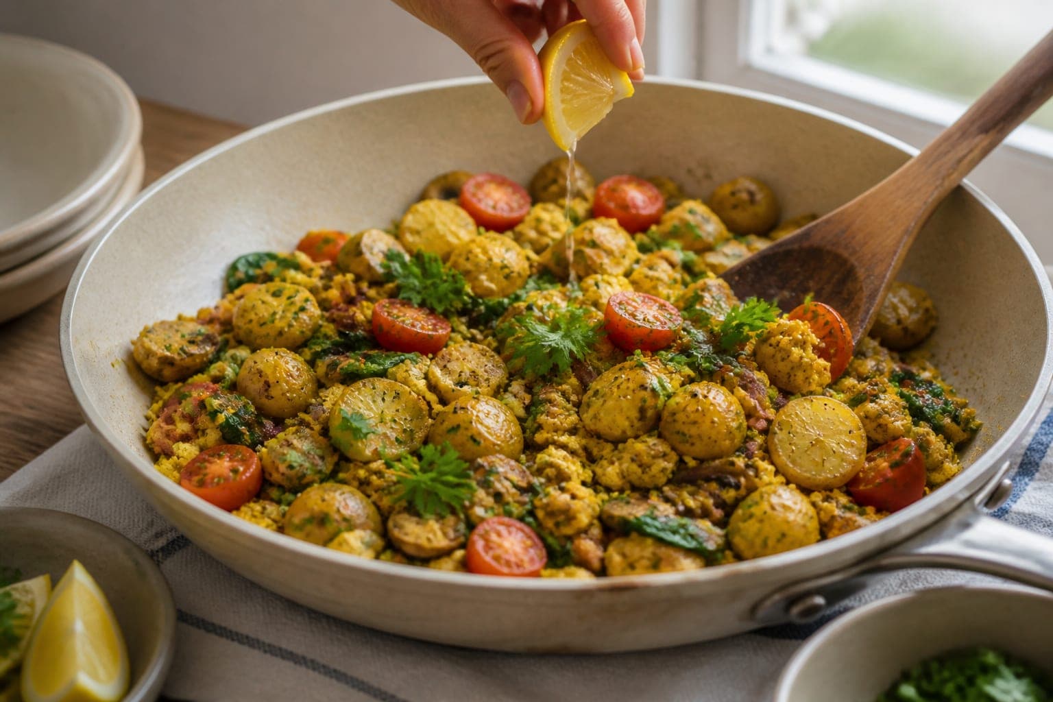 Chickpea Flour Tomato Scramble cooking step 5: Scramble and serve.