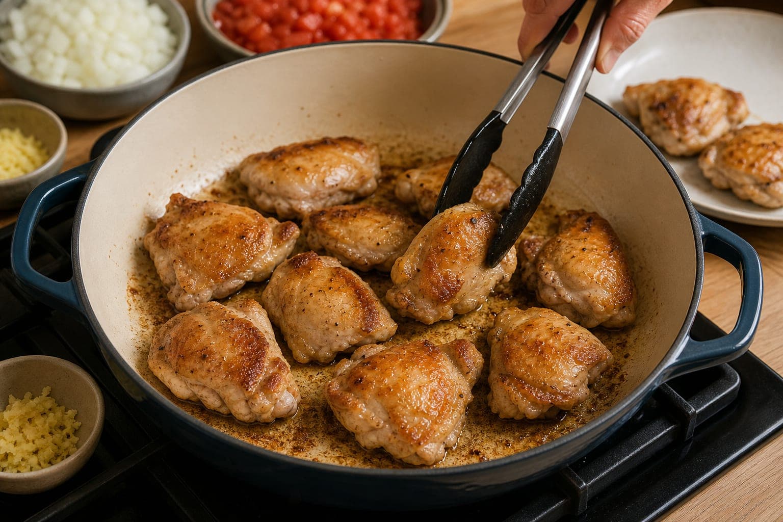 West African-Inspired Peanut Chicken Stew cooking step 3: Brown the chicken.