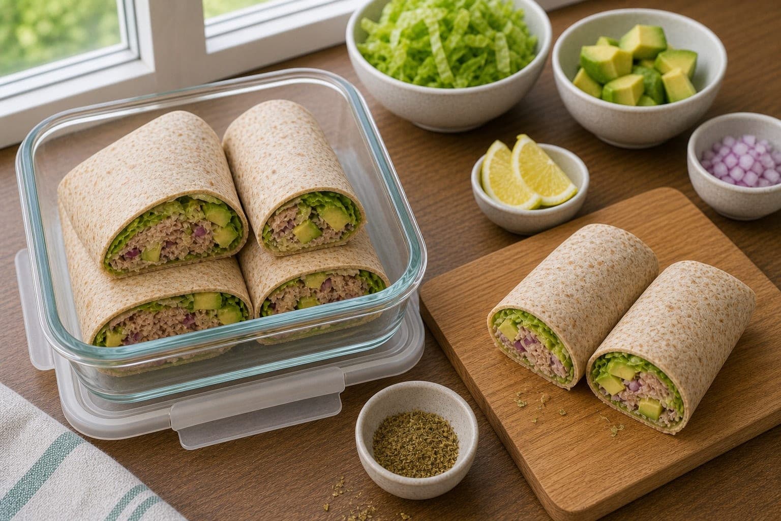 Tuna Avocado Lemon Wraps cooking step 5: Roll and pack.