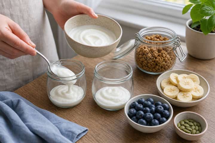 Blueberry Granola Pots cooking step 2: Start cooking.