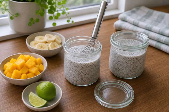 Coconut Mango Chia Pots cooking step 3: Build the flavour.