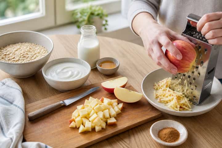 Apple Cinnamon Bircher cooking step 1: Get prepped.