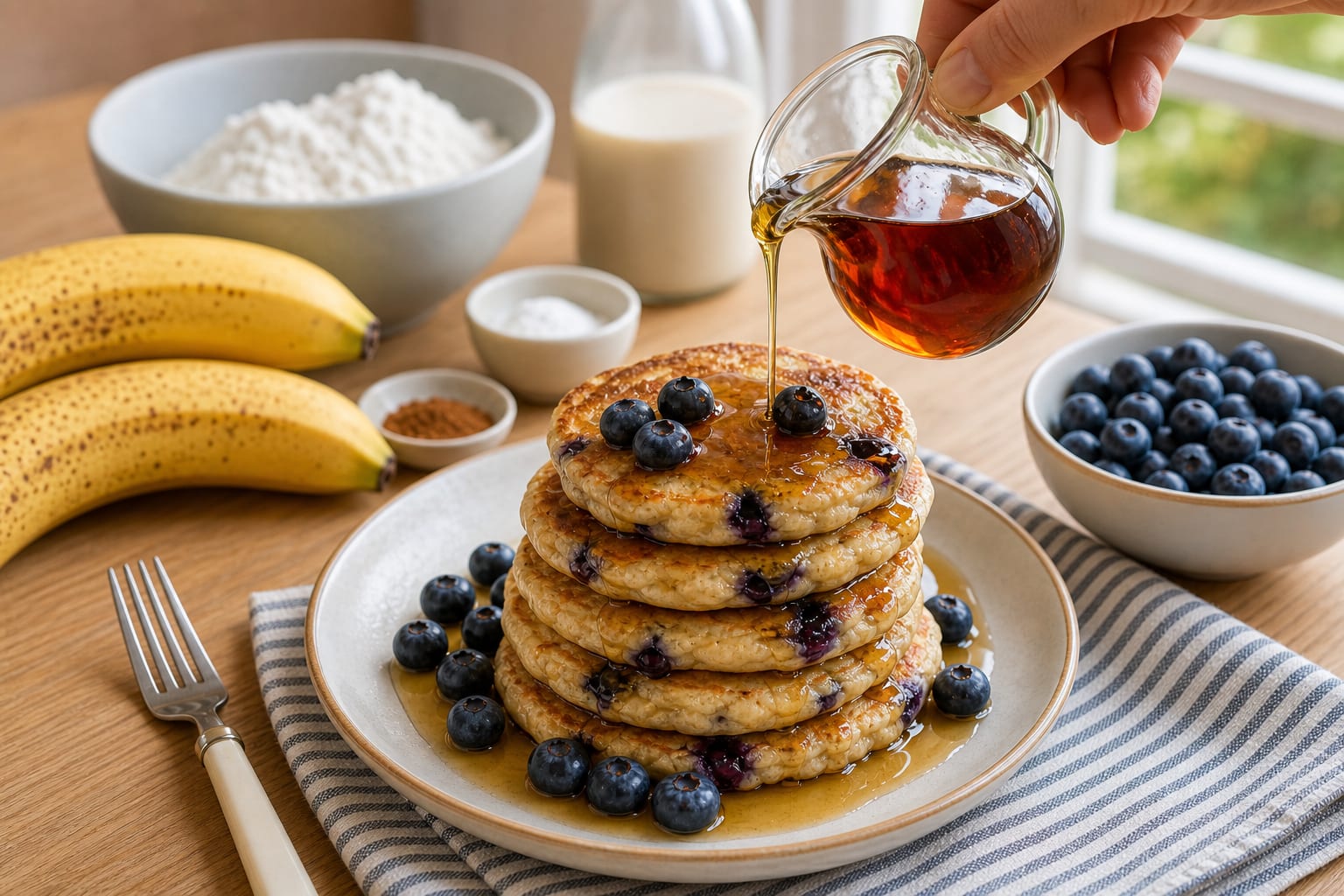 Banana Berry Oat Pancakes cooking step 5: Serve with berries.