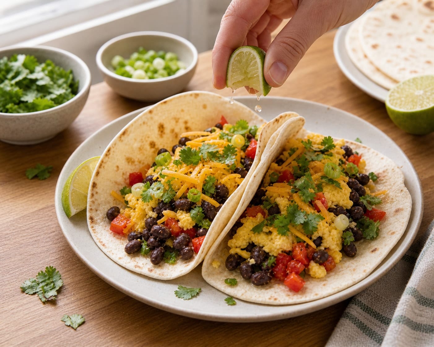 Black Bean Pepper Breakfast Wraps cooking step 5: Fill the wraps.