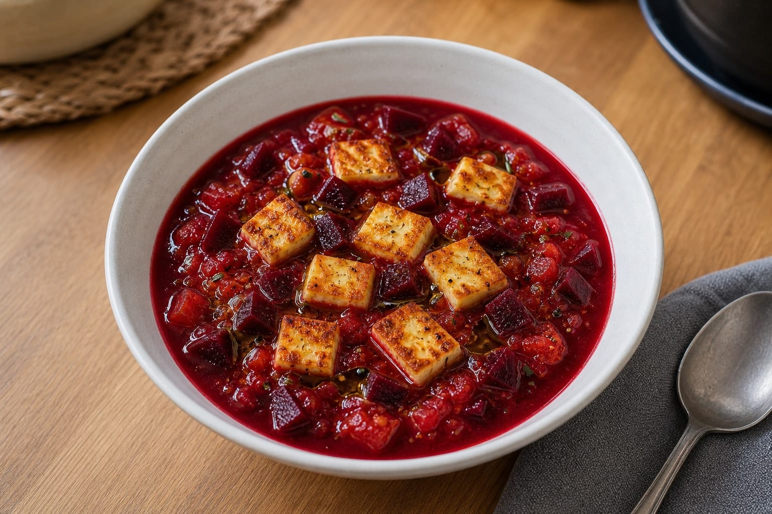 Halloumi salad on a plate.